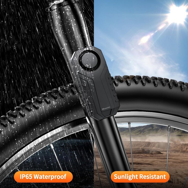 wsdcam Wireless Bike Alarm with Remote, Rechargeable 113dB Loud Bicycle Alarm System Anti Theft, IP65 Waterproof, Bike Alarms for E-Bikes, Motorcycles, Scooter, Outdoor Riding and Cycling Safety - Image 3